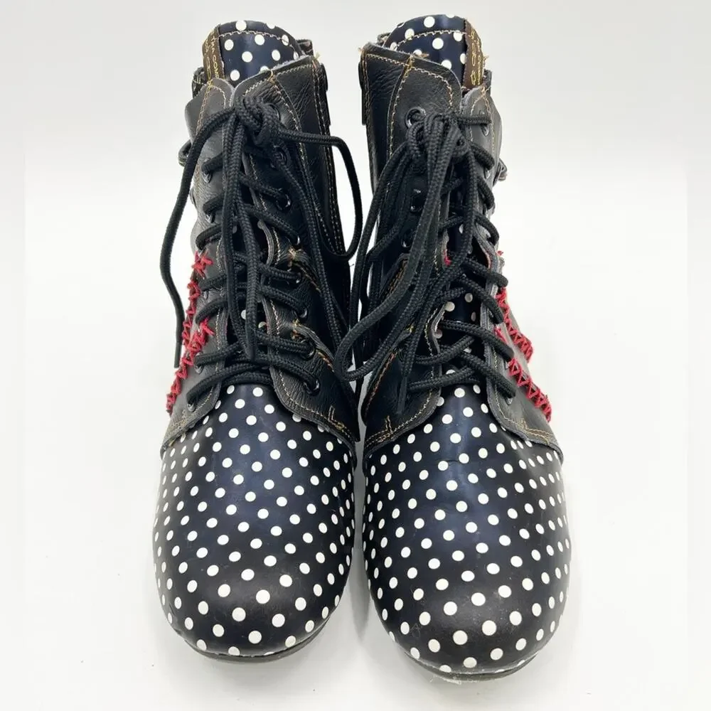 TMA Maia Polka Dot Ankle Boots Booties Sz 8.5 40